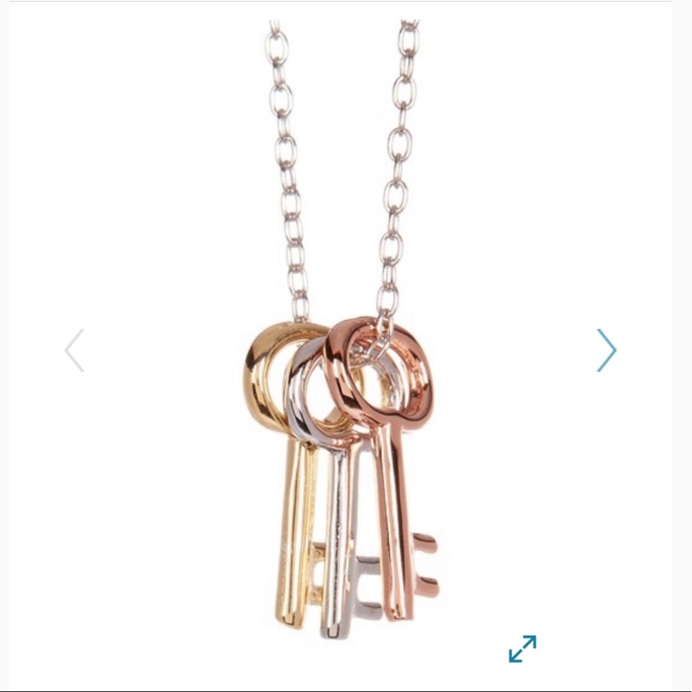Tricolor Gold Plated Silver Three Key Necklace